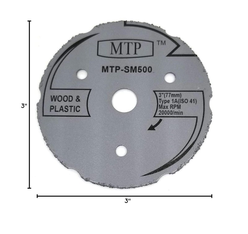 MTP Brand Pack of 5 Assort 3" Wood Plastic Metal Masonry Cutting Wheel Compatible to use for Dremel SM510C sm520 sm500 sm540 Saw Max Rigid R87547B Milwaukee 2522-20 Cut Off Tool - 7/16" Arbor - Image 5